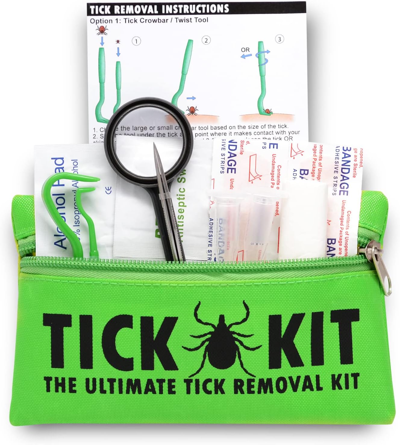 Tick Removal Kit in green pouch